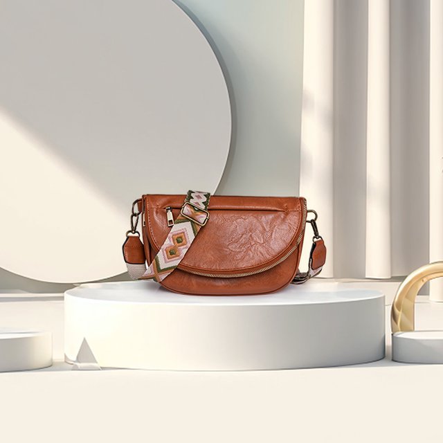 Bolsos tipo cartera con estilo para mujer, bolso cruzado informal de cuero PU con media luna, bolsos de viaje