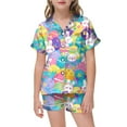 thumbnail image 1 of Pyjama Imprimé pour Filles, Manches Courtes, Haut à Boutons et Shorts, Ensemble de Pyjama pour la Maison, 1 of 4