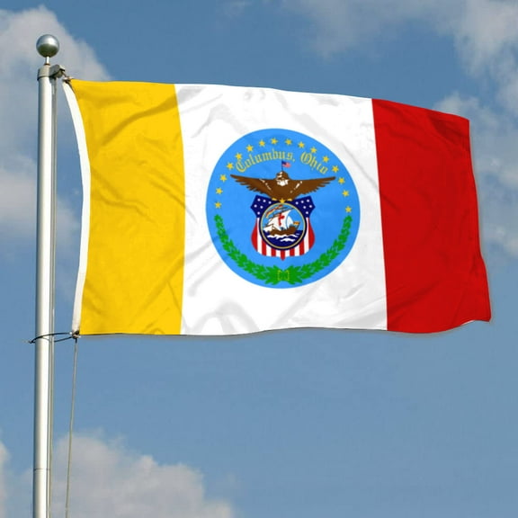 mokarier Columbus Ohio City Flag Banner Outdoor Indoor Decoration Flag 3x5Feet Double Stitched Polyester with Brass Grommets
