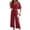 Red, variant on TrendOFT One Piece Jumpsuit For Women Dressy Elegant V Neck Short Sleeve Solid Trendy Wide Leg Womens Rompers One Piece Overalls Red S