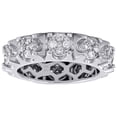 thumbnail image 2 of 14K White Gold Real Diamond Cluster Wedding Band 7mm Mens Eternity Ring 1.57 CT., 2 of 6