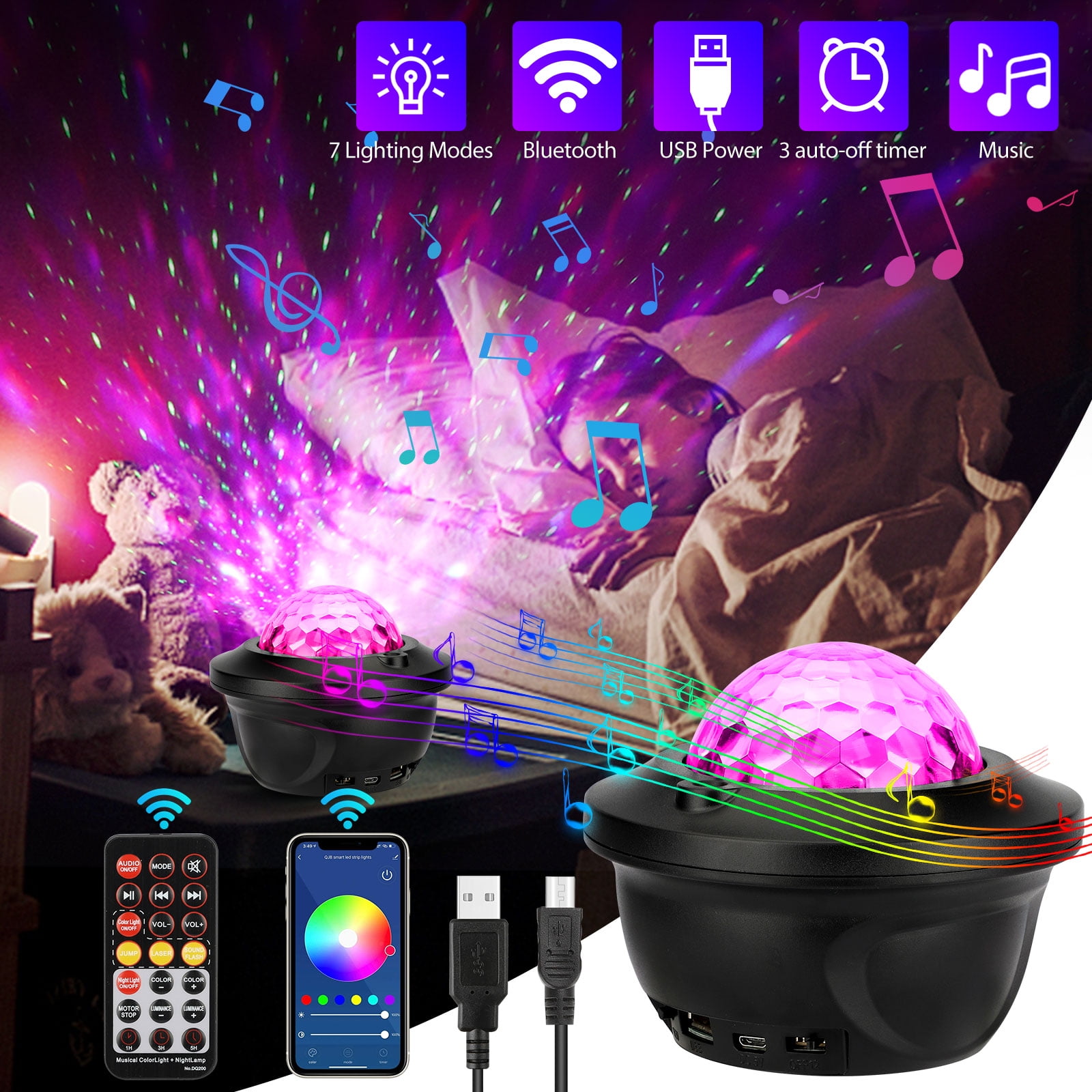 Galaxy Projector Star Projector, Galaxy Star Night Light with Bluetooth