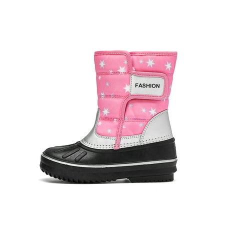 

UKAP Kids Comfort Winter Boots Hiking Casual Outdoor Flat Snow Boot Pink 10C