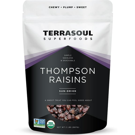 Terrasoul Superfoods Organic Raisins, 2 Lbs - Seedless | No-Sugar Added | No Preservatives