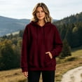 thumbnail image 2 of Nestiefly Womens Hoodie Sweatshirt Oversized Lightweight Loose Long Sleeve Pullover Hooded Sweatshirt With Pockets Wine L, 2 of 6
