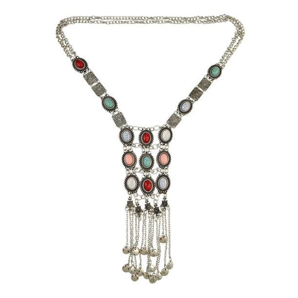 Collar con colgante bohemio, cadena de suéter, vintage, para Plata Sunnimix cadena de suéter