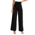 thumbnail image 2 of Pantalones con lazo en la cintura para mujer, pantalones cómodos con pierna ancha y pierna ancha para mujer, pantalones con correa en la cintura, los mejores en su clase, 2 of 8