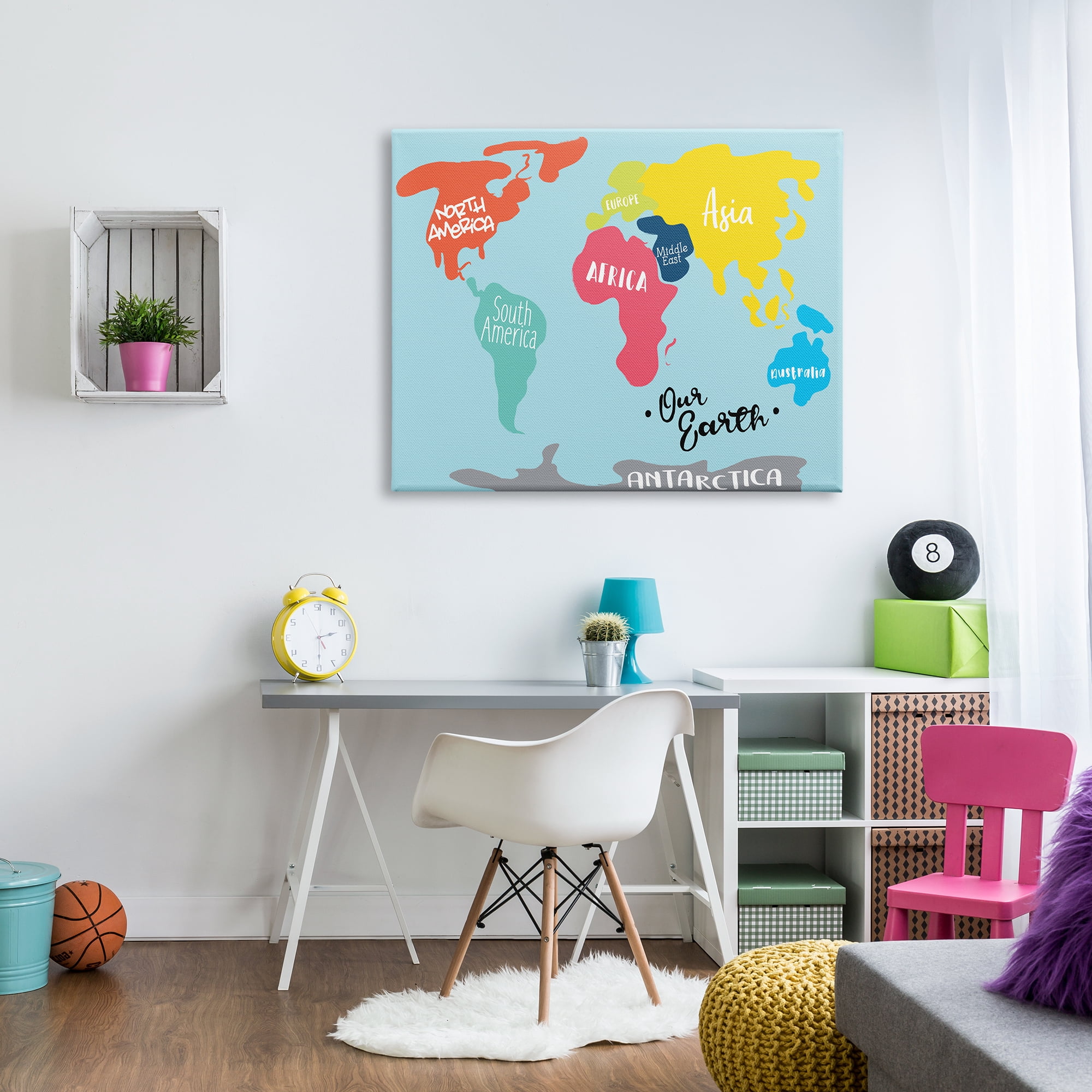 Stupell Industries Abstract Our Earth World Map Bold Shape Regions Abstract Painting Gallery Wrapped Canvas Print Wall Art, 36 x 48