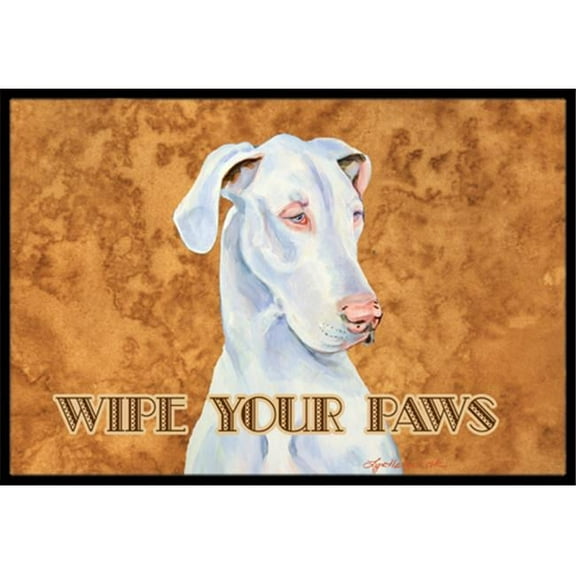 24 X 36 In. White Great Dane Wipe Your Paws Indoor Or Outdoor Mat