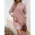 thumbnail image 6 of Striped Mock Neck Long Sleeve Sweater Dress – Effortless Style Meets Cozy Comfort, 6 of 11