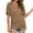 Khaki, variant on yillto Womens Summer Shirts Short Sleeve V Neck Basic Solid Color Loose Side Ruched Causal Tshirts