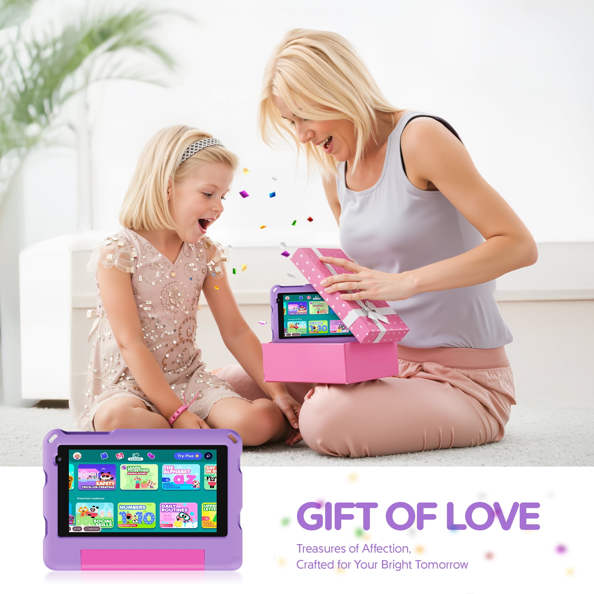 Contixo A7 Kids Tablets 2026 Model, Educational Tablets for Kids with Parental Controls & Kid-Proof Case, 7”, Purple