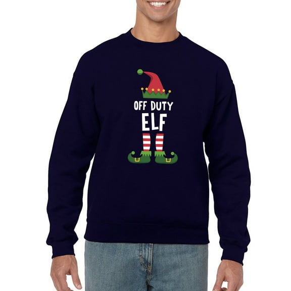 Off Duty Elf Sweatshirt Men -Smartprints Designs, Male 5X-Large