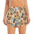 thumbnail image 2 of Rateoe Camp Badge Printed 2 in 1 Women's Workout Shorts for Athletic Gym Running Shorts with Phone Pockets-Small, 2 of 7