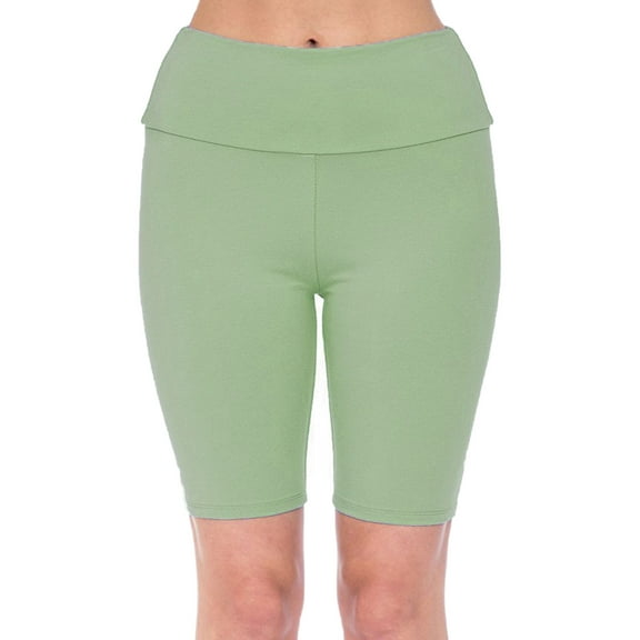 FashionMille Women Knee Length Tummy Control Workout Athletic High Waist Knit Yoga Leggings Bike Short