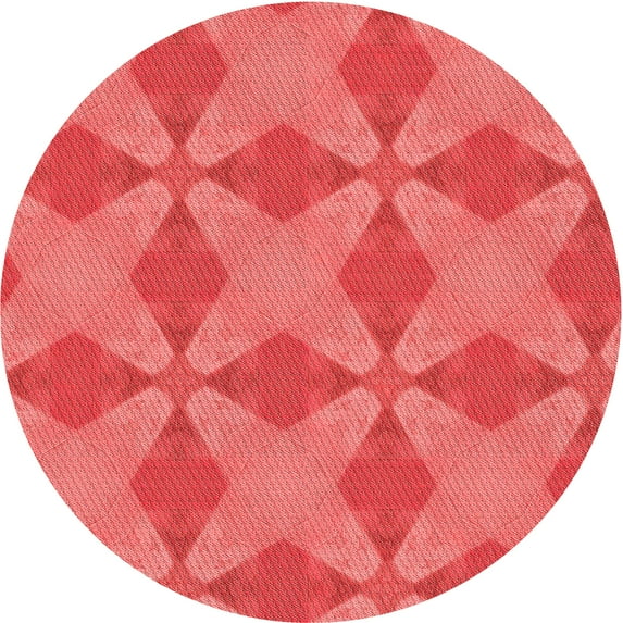 Ahgly Company Machine Washable Indoor Round Transitional Red Area Rugs, 3' Round