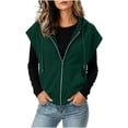 thumbnail image 3 of UQJfacai Short Sleeve Hoodies For Women Full Zip Up Drawstring Fleece Sweatshirt With Pocket Fall Fashion Basic jacket, 3 of 6