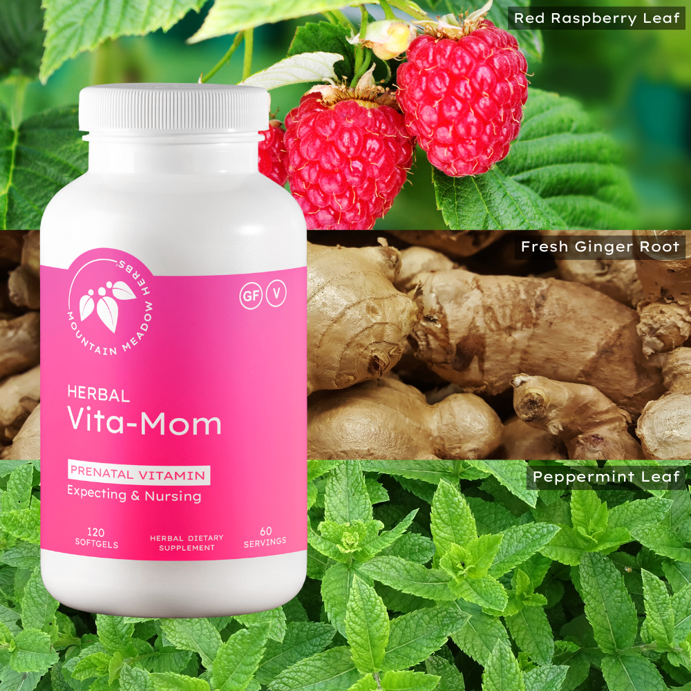 Mountain Meadow Herbs Herbal Vita-MOM | Herbal Prenatal Vitamins for Women: Unique Blend of Folic Acid, Vitamins, Iron & Herbs in Soft Gel Caps | 2-month Supply (120ct.)