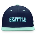 thumbnail image 2 of Men's Fanatics Deep Sea Blue/Light Blue Seattle Kraken Heritage City Two-Tone Snapback Hat, 2 of 4