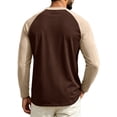 thumbnail image 3 of Men's Full Length Sleeve Raglan Cotton Baseball Tee Shirt Coffee 2XL, 3 of 3