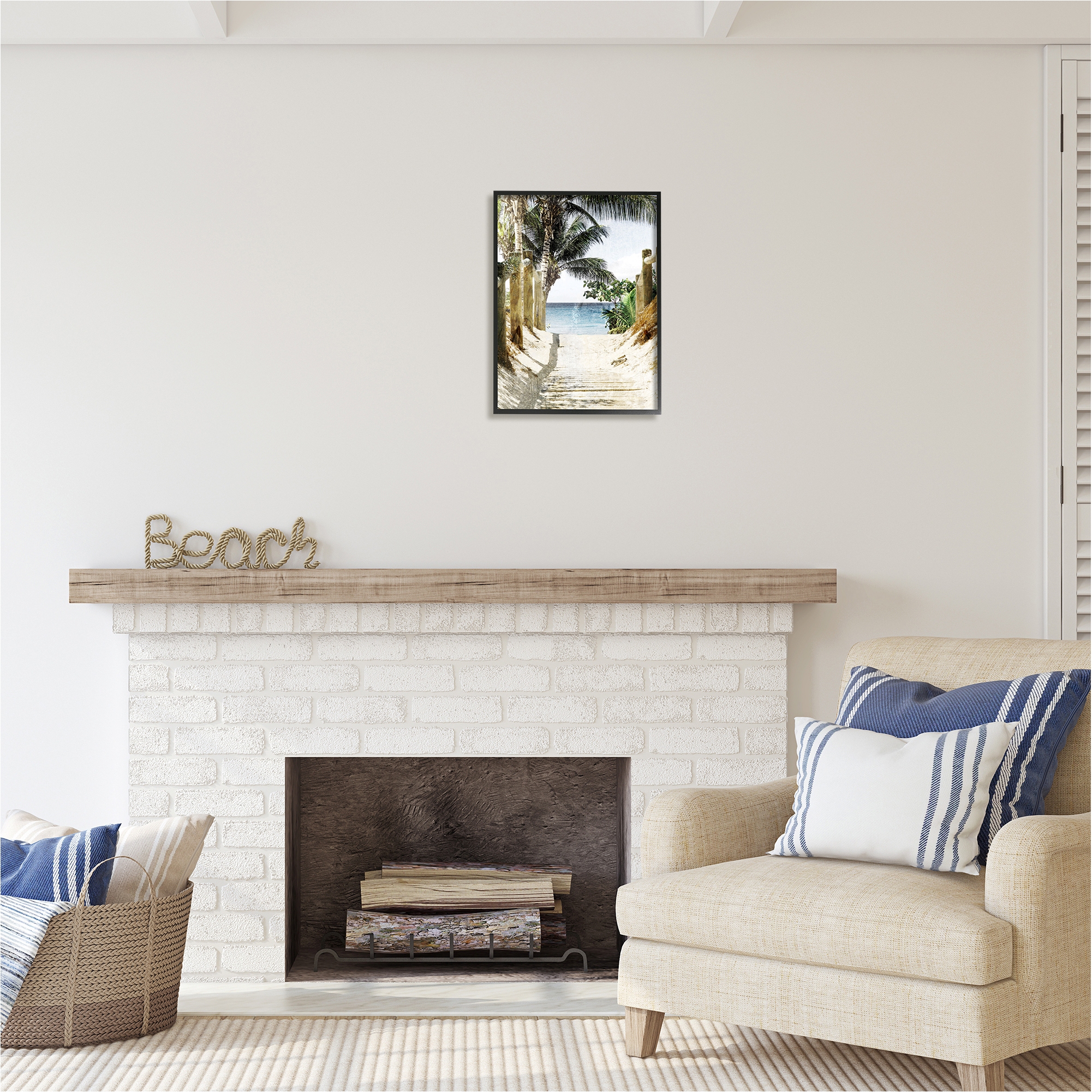 Stupell Industries Tropical Sandy Path Landscape Photography Black Framed Art Print Wall Art, 16 x 20