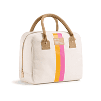 Fit & Fresh Bloomington Lunch Bag Kit for Women – Beige with Pink and Rose Stripes – Insulated Tote with 2 BPA-Free Food Containers – Stylish & Durable for Work, Office, Travel or Picnic