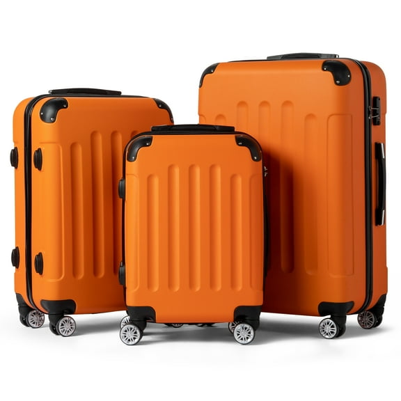 Zimtown 1 x 20 inch 3-Piece Nested Spinner Suitcase Luggage Set, Orange