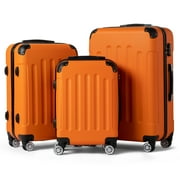 Zimtown Orange 3 Pieces Travel Luggage Set Bag ABS Trolley Carry On Suitcase TSA Lock