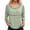 Light Green, variant on Unir Women's Casual 3/4 Sleeve Linen Feel Tee, Crew Neck Polyester Blouse with Decorative Trim for Summer Vacation & Errands, 1PC, S-XXL