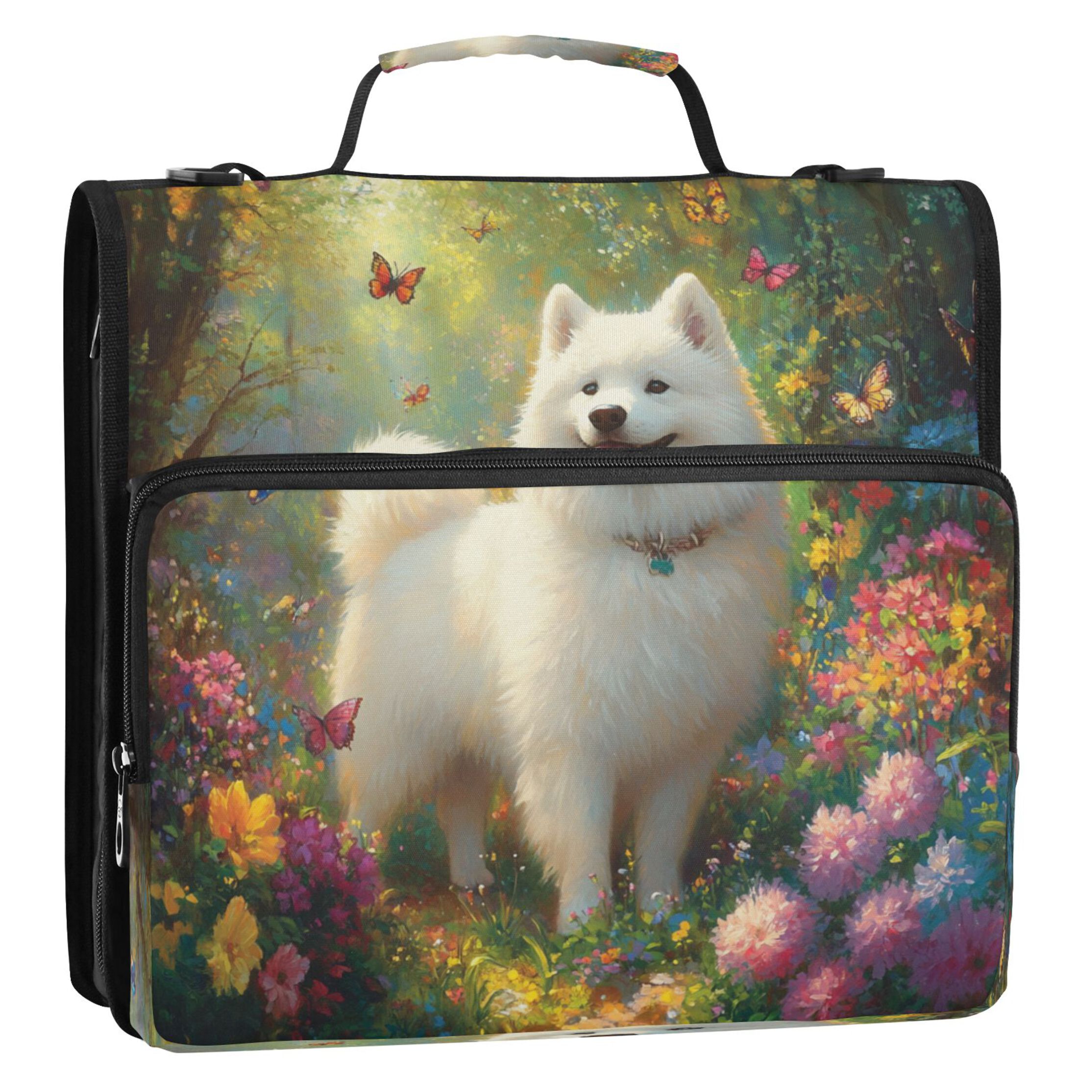 YAZAOO Zipper Binder trapper keeper Documents Organized Design Whimsical Canine Bliss Printed