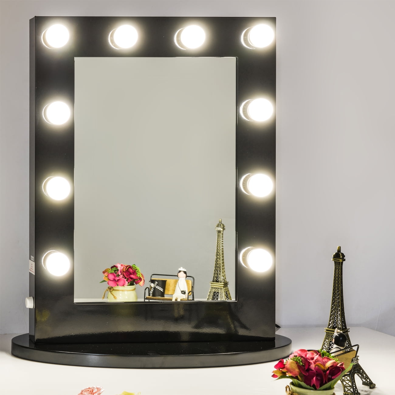 Chende Hollywood Tabletops Lighted Makeup Mirror Vanity Black With Dimmer Switch Free 12 Led Bulbs Us Plug