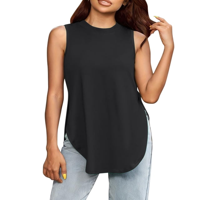Casual Tops Cuello Redondo sin Mangas Base Top para las Mujeres, Moda Tee Ligero Poliéster Suave para el Uso Diario