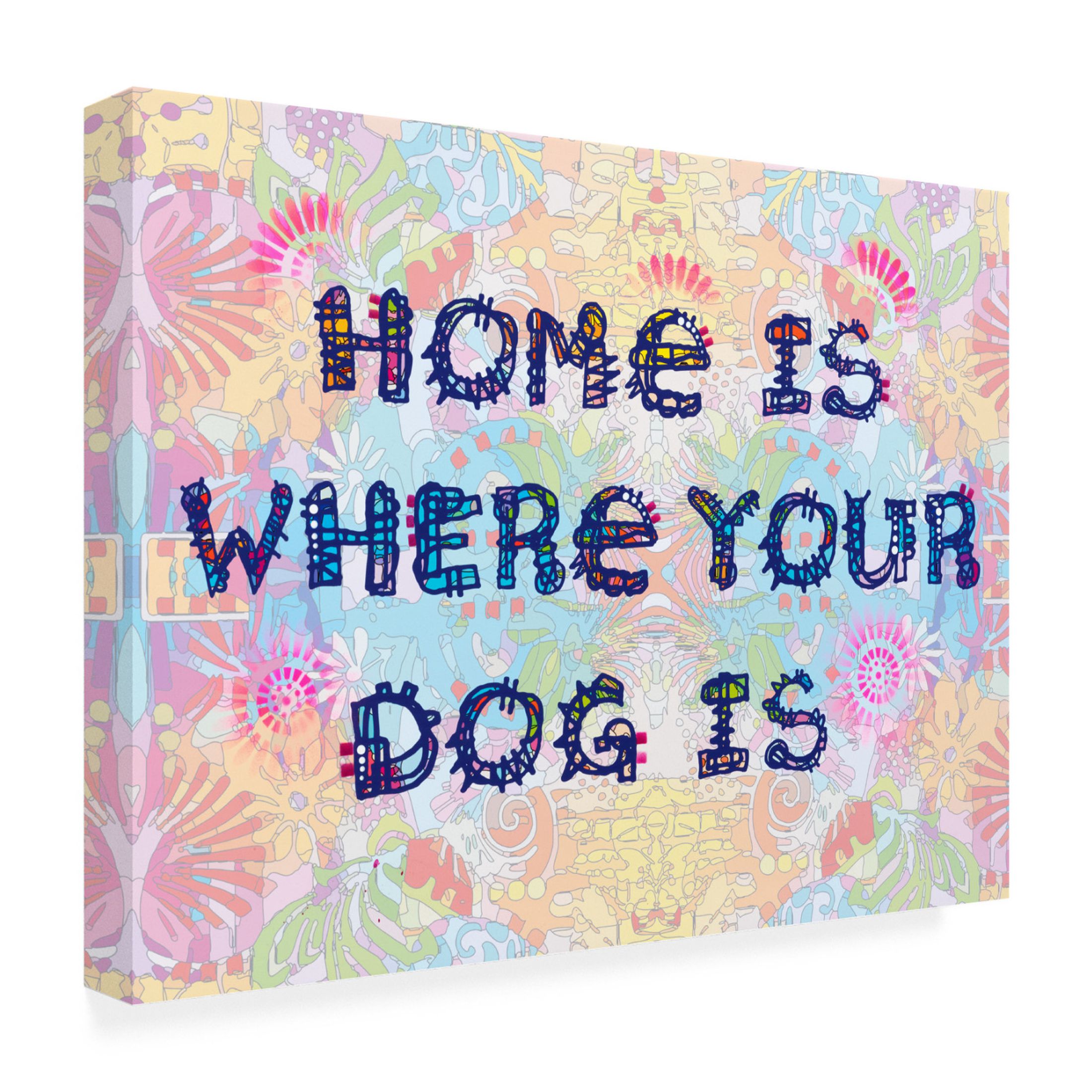 Canvas Wall Art - Dean Russo 'Home Is Where Your Dog Is' Wall Art for Living Room, Bedroom, or Office Décor by Trademark Fine Art - 19 x 14 Inches