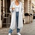 thumbnail image 2 of Women's Long Mid-Length Zip Up Hooded Sweatshirt Coat with Pockets, Solid Color Casual Full Zip Outerwear, Sporty Lounge Jacket for Fall and Winter Everyday Wear, 2 of 7