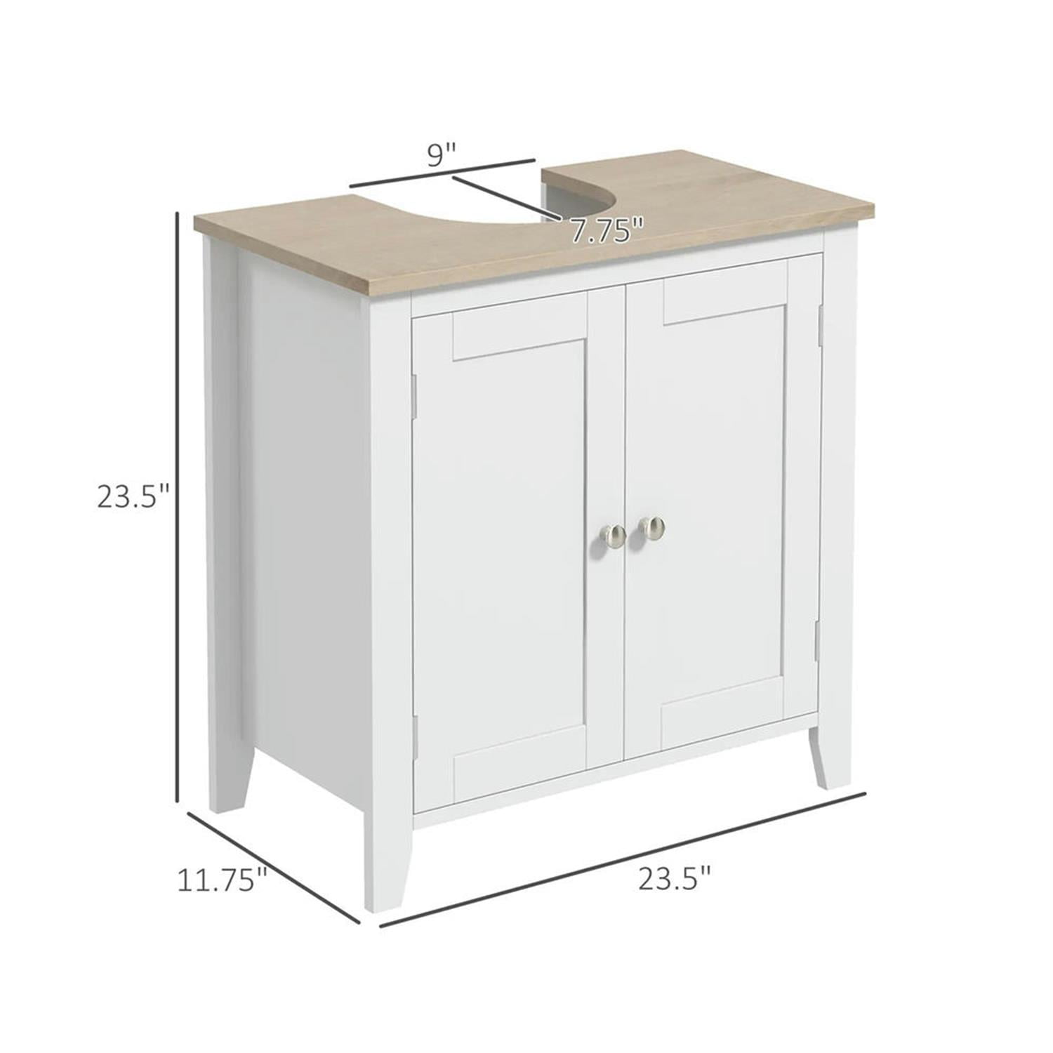 Demi Bonn 23" Bathroom Vanity with U-Shape Cut-Out and Adjustable Shelf, Pedestal Sink 2-Door Cabinet, Under Sink Cabinet, White