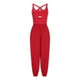 thumbnail image 5 of jjayotai Jumpsuits for Women, Casual Summer Fall Rompers Sleeveless Loose Strap Baggy Overalls Yoga Harem Jumpers with Pockets Red L, 5 of 5