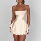thumbnail image 2 of Vestido sexy sin espalda de satén para mujer: mono con cuello vuelto, lazo y tirantes finos, conjunto para discoteca, fiesta o playa, tallas S/M/L, 2 of 5