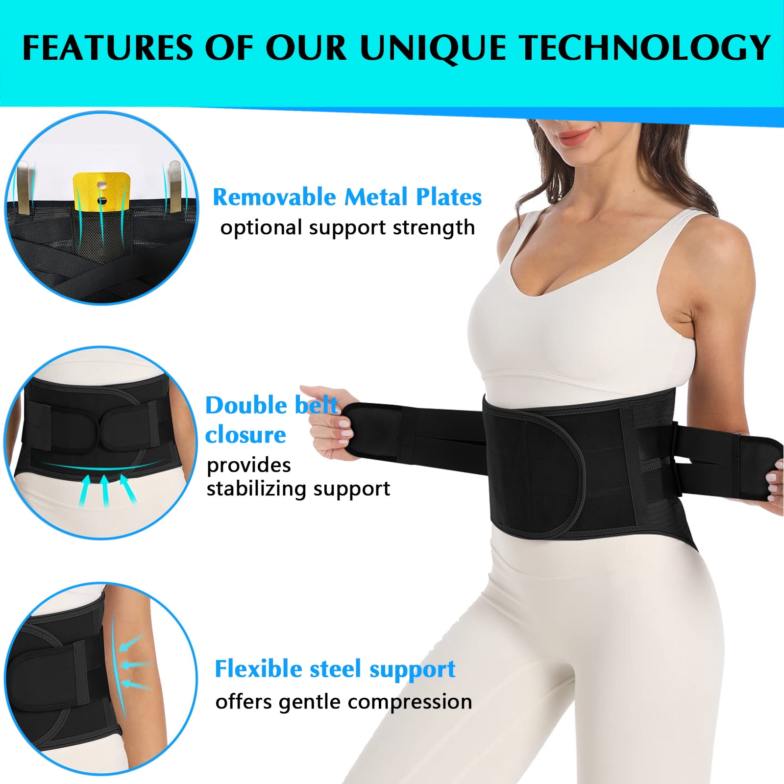 VITOMOR Back Brace for Lower Back Pain Relief for Women/Men With Large Support Plate, Back Support Belt for Heavy Lifting, Sedentariness, Breathable Lumbar Support for Herniated Disc, Sciatica