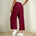thumbnail image 7 of Womens Wide Leg Pants, Womens Solid Color Pocket High Waist Adjustable Lace Up Knot Loose Pants Women High Waisted Pants (Wine,L), 7 of 7