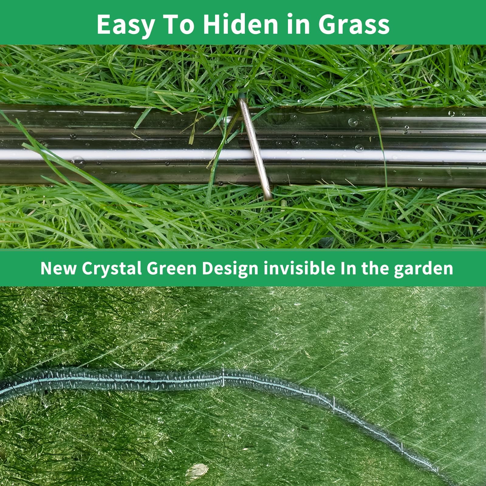 2026 Reinforced Sprinkler Hose & Soaker Hose for Yard - 50/ 100FT Flat Garden Hose with Holes, Heavy Duty No-Kink Lawn Irrigation Hose (Includes Stakes, High Pressure Spray)
