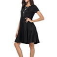 thumbnail image 3 of CALIPESSA Women Summer Black Round Neck Short Sleeve Ruffle Loose Swing Casual Dress, 3 of 6