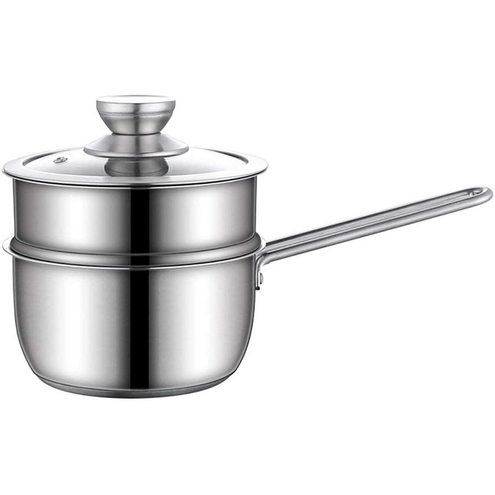 HYTX Stainless Steel 3-Piece 2-Quart 2-Tier Pasta/Steamer/Saucepan Set with Tempered Glass Lid
