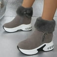 thumbnail image 4 of Women's Fluffy Platform Boots Suede Thick Sole Ankle Snow Booties Slip On Comfortable Non Slip Walking Shoes, 4 of 7