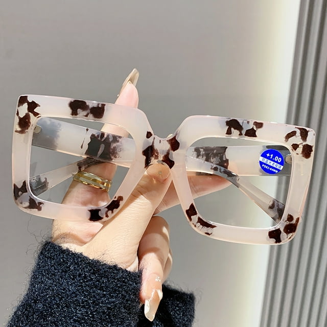 Large Square Frame Anti-Blue Light Reading Glasses Retro Luxury Brand Designer Black Eyeglasses Computer Transparent Eyewear Leopard 3.0