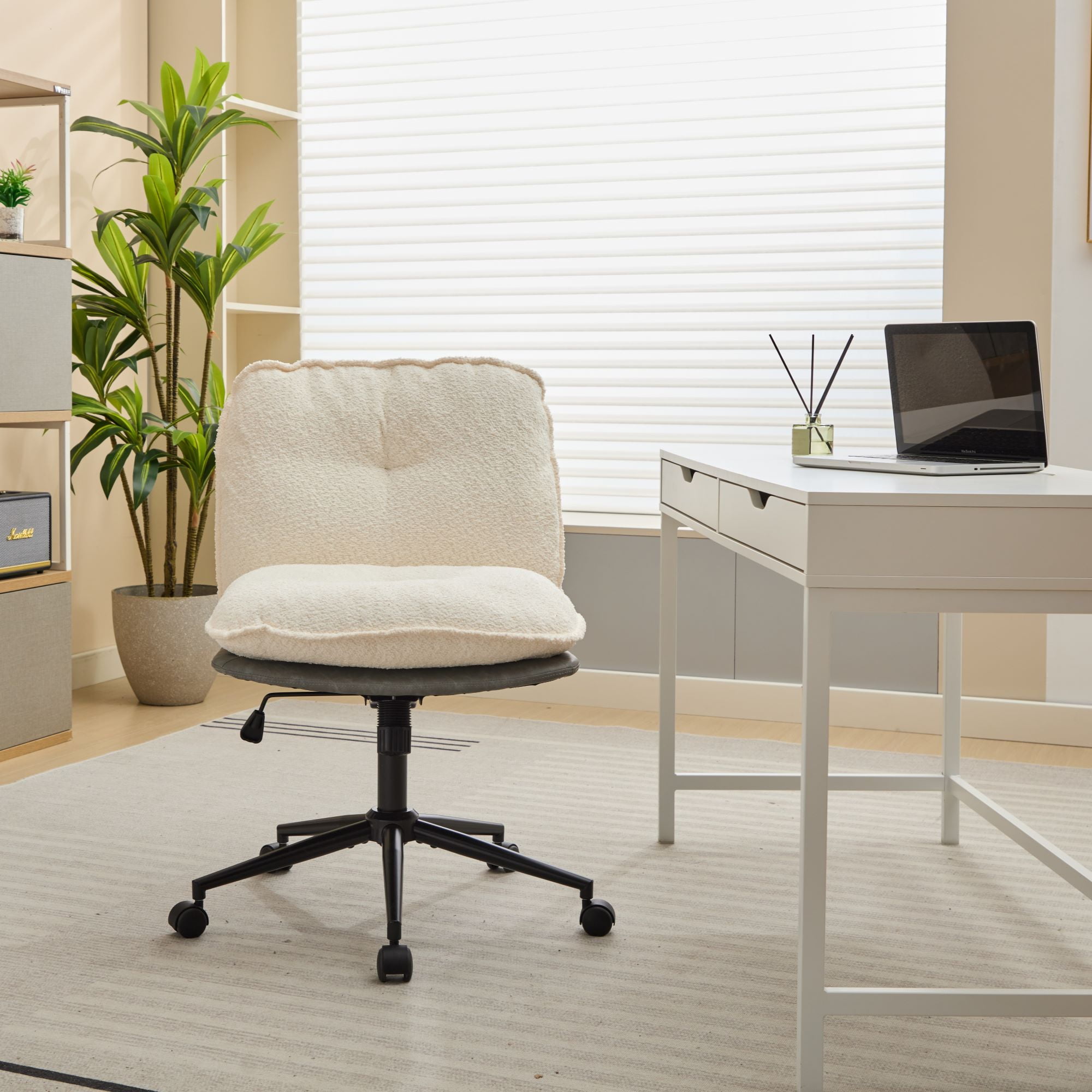 GVN Cross Chair with Wheels, Elegant Design Computer Chair, Adjustable Height 360° Rolling Swivel Home Office Chair for Small Space, Dressing Room, Living Room GVN Cross Chair with Wheels, Elegant Design Computer Chair, Adjustable Height 360° Rolling Swivel Home Office Chair for Small Space, Dressing Room, Living Room