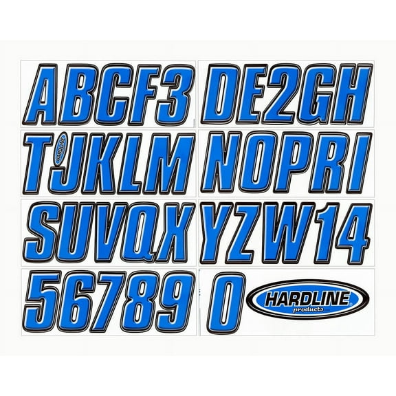 Hardline Products Series 800 Factory Matched 3-Inch Boat & PWC Registration Number Kit - Blue/Black