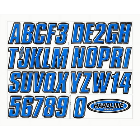3 pack Hardline Products Series 800 Factory Matched 3-Inch Boat & PWC Registration Number Kit - Blue/Black