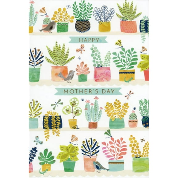 Pictura Four Shelves of Plants in Pots Mother's Day Card from Us