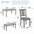 thumbnail image 6 of 6 Piece Dining Table Set, Wooden Rectangular Kitchen Table with 4 Dining Chairs with Cushions and 1 Bench with Cushion, Kitchen Dining Room Table Set for 6 (Gray), 6 of 8