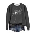 thumbnail image 3 of XPMWRP Women's Floral Print Sweatshirt Long Sleeve Loose Casual Crewneck Pullover Oversized Fall Winter Sweatshirts Gray M, 3 of 4